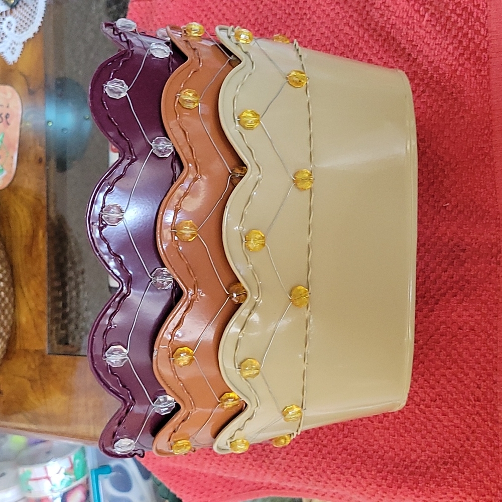3 beaded metal storage bin